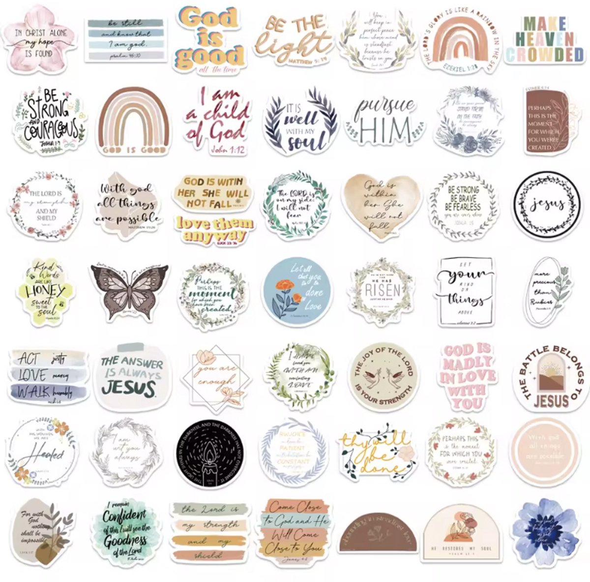 50 bijbelse stickers - Christelijke stickers - Jezus stickers - 50 stuks - Verschillende stickers god - Gelovig - Geloof - CHPN