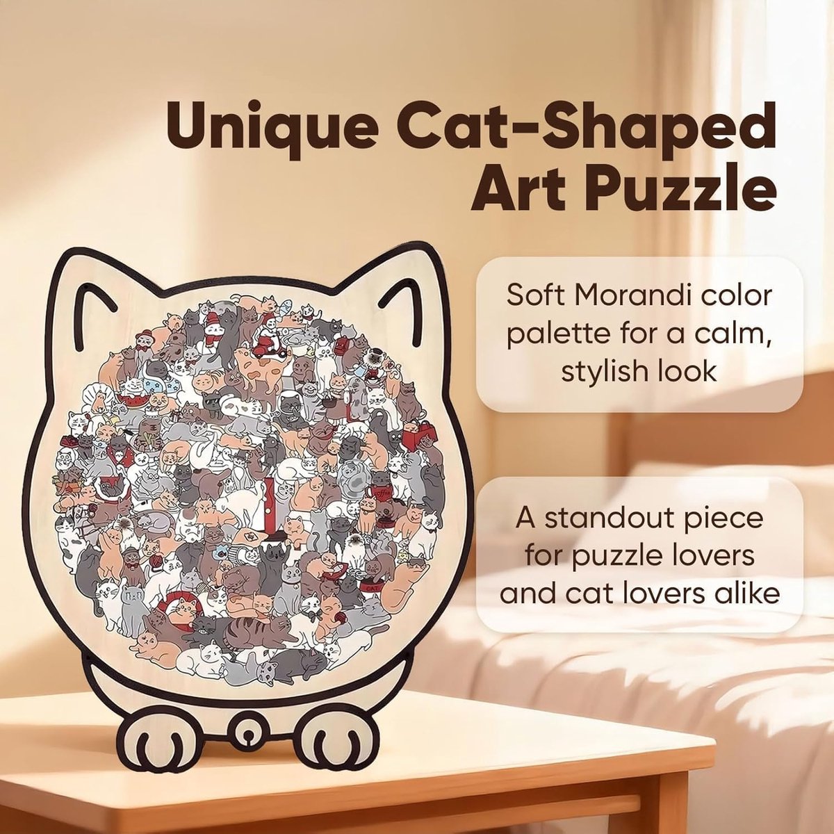 Puzzel - 135 stukjes puzzel - Houten kattenpuzzel - Kat-Vormige Puzzels - Legpuzzel volwassenen - kinderpuzzel - Creatief cadeau voor kattenliefhebbers - Houten puzzel Kat - Onregelmatige puzzel — cadeau in Spellen & Speelgoed - foto 2