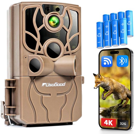 VitaVi Wildcamera Met Nachtzicht En WiFi - 32MP 4K Ultra HD Buitencamera Waterdicht Bewakingscamera Wild Camera No Glow Wildlife Camera Ja 2045x2048