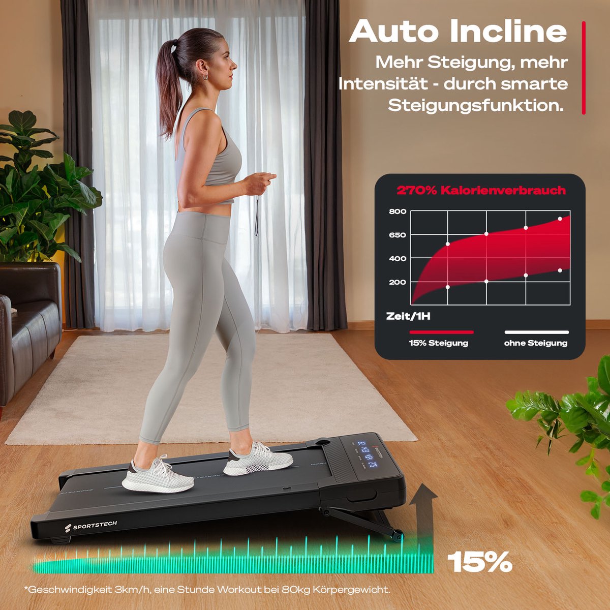Sportstech sPad1000 2-in-1 loopband - 19% helling - 12 km/u - afbeelding 2
