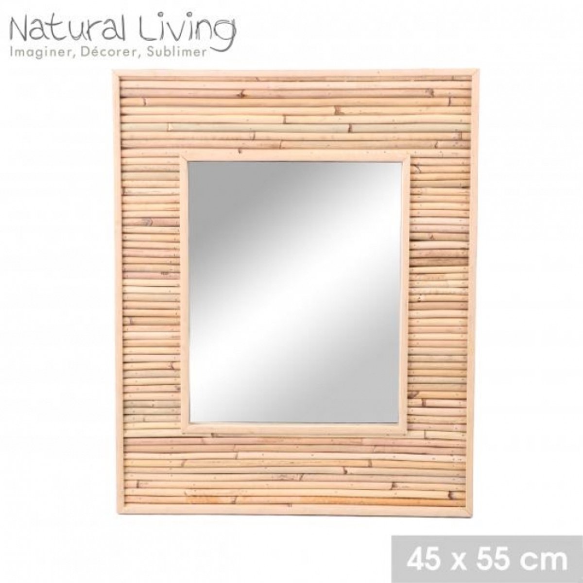 "NATURAL LIVING" Spiegel KONE van rotan en bamboe B45 x H55 cm