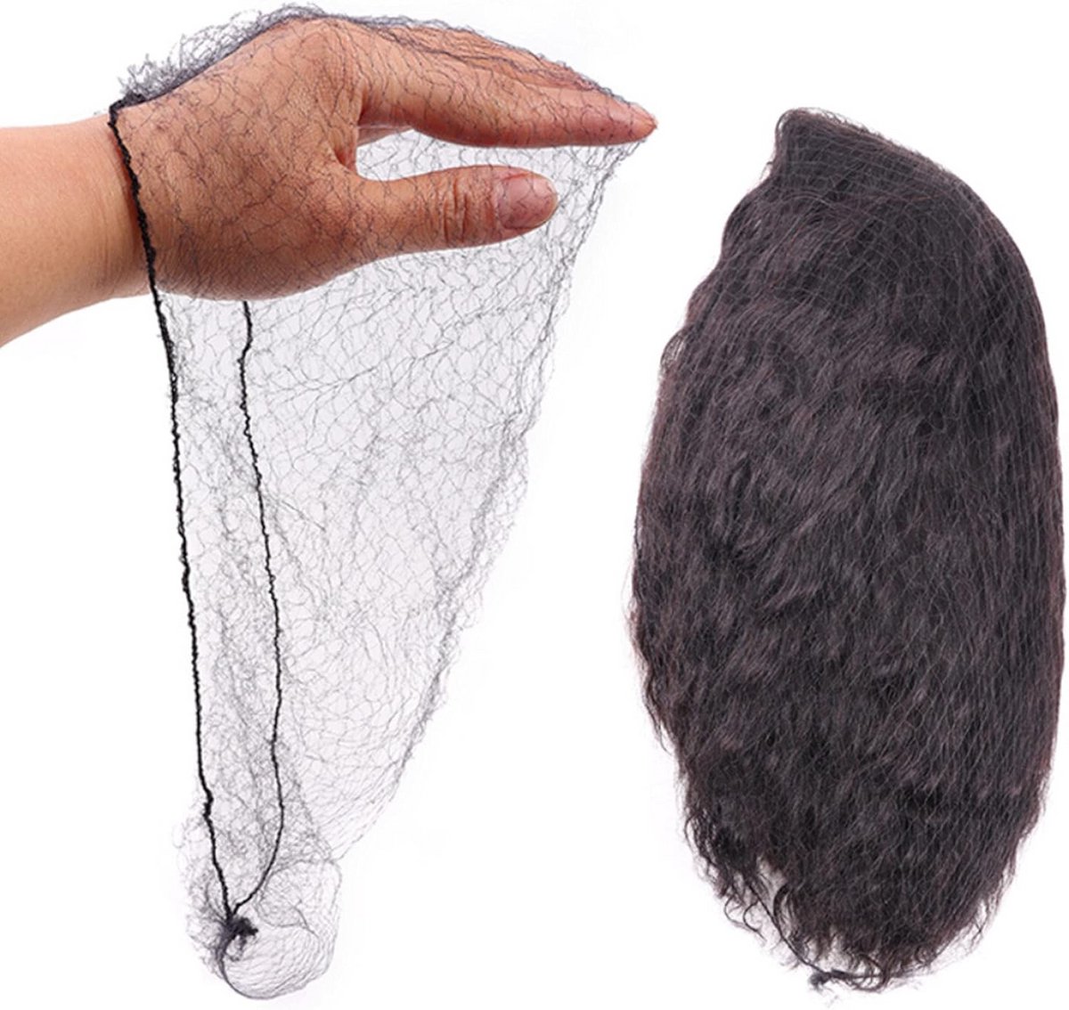 100x Onzichtbare Zwarte Haarnetjes Elastisch voor Lang Haar - Pruik Cap & Slaap Bonnet