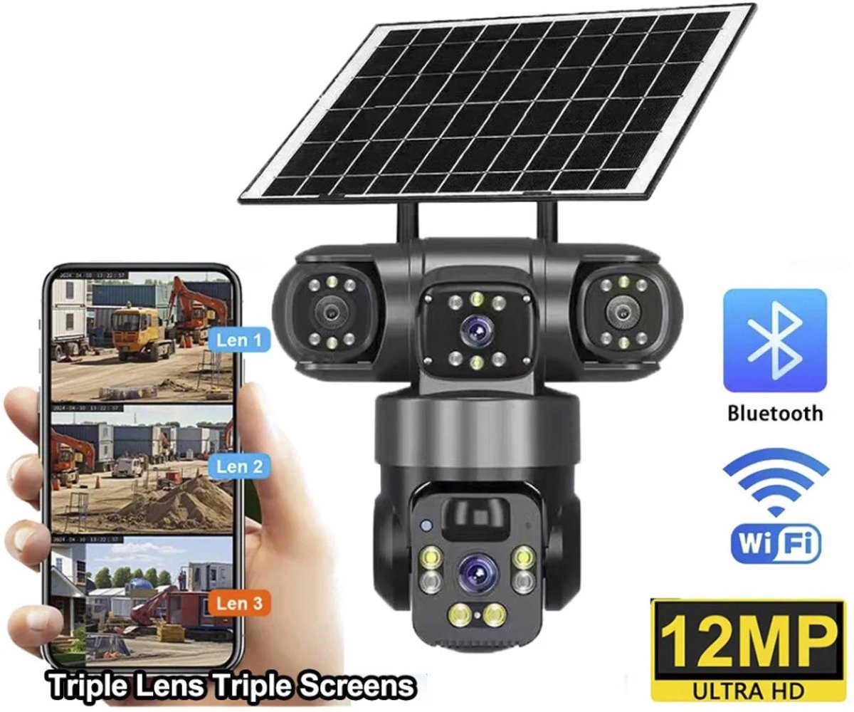 Beveiligingscamera met Zonne-energie - Draadloze Buitencamera met 360° Bewegingsdetectie - Kleurnachtzicht en Tegenlicht - Opgeladen met 8000mAh Accu voor Thuis of Kantoor - Wifi