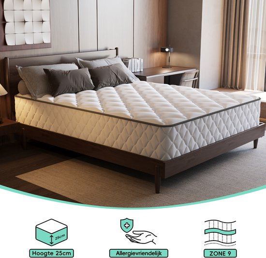 Saikefy Matras 120 x 200 cm - 22cm - Pocketvering Matras - 7-Zones - Orthopedisch - Afritsbaar en wasbaar hoeslaken - Anti-Allergie - Traagschuim - Gemiddelde Stevigheid
