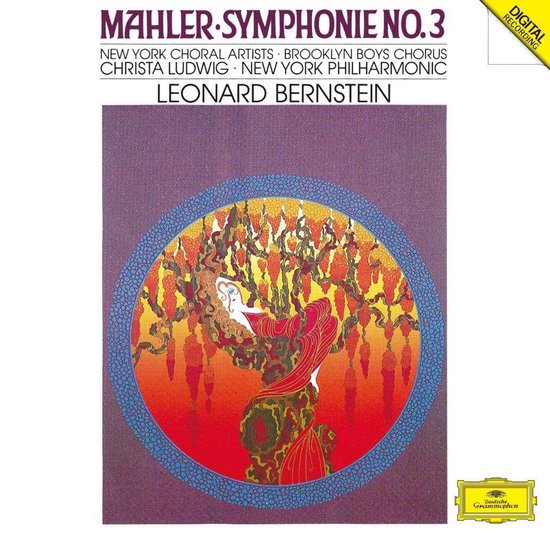 Albumhoes Mahler Symfonie Nr. 3 met digitale opname en artwork van een gestileerde boom en figuur.