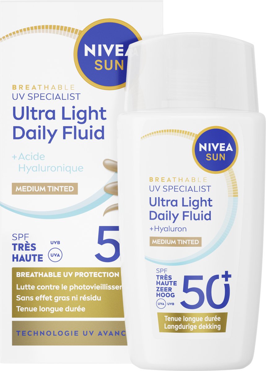 NIVEA Sun UV Face Specialist Ultra Light Daily Fluid Medium Tinted SPF 50+ 40 ml