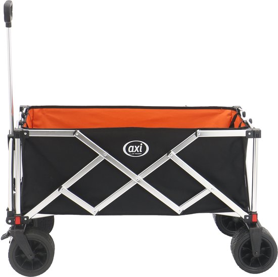 AXI SB151 Opvouwbare Bolderwagen Aluminium - Zwart/oranje - Met Trekstang, Remmen en Hoes - 100 kg Draagvermogen - Eenvoudig mee te nemen van Merkloos — afbeelding 2