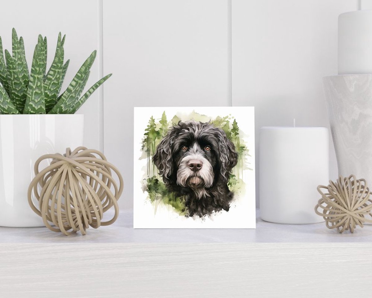 Tegel 15x15 cm met Portugese Waterhond cadeau decoratie | tegeltjes met tekst | tegeltjes met spreuken | collega | oma | opa | pensioen | mama | papa | vriend