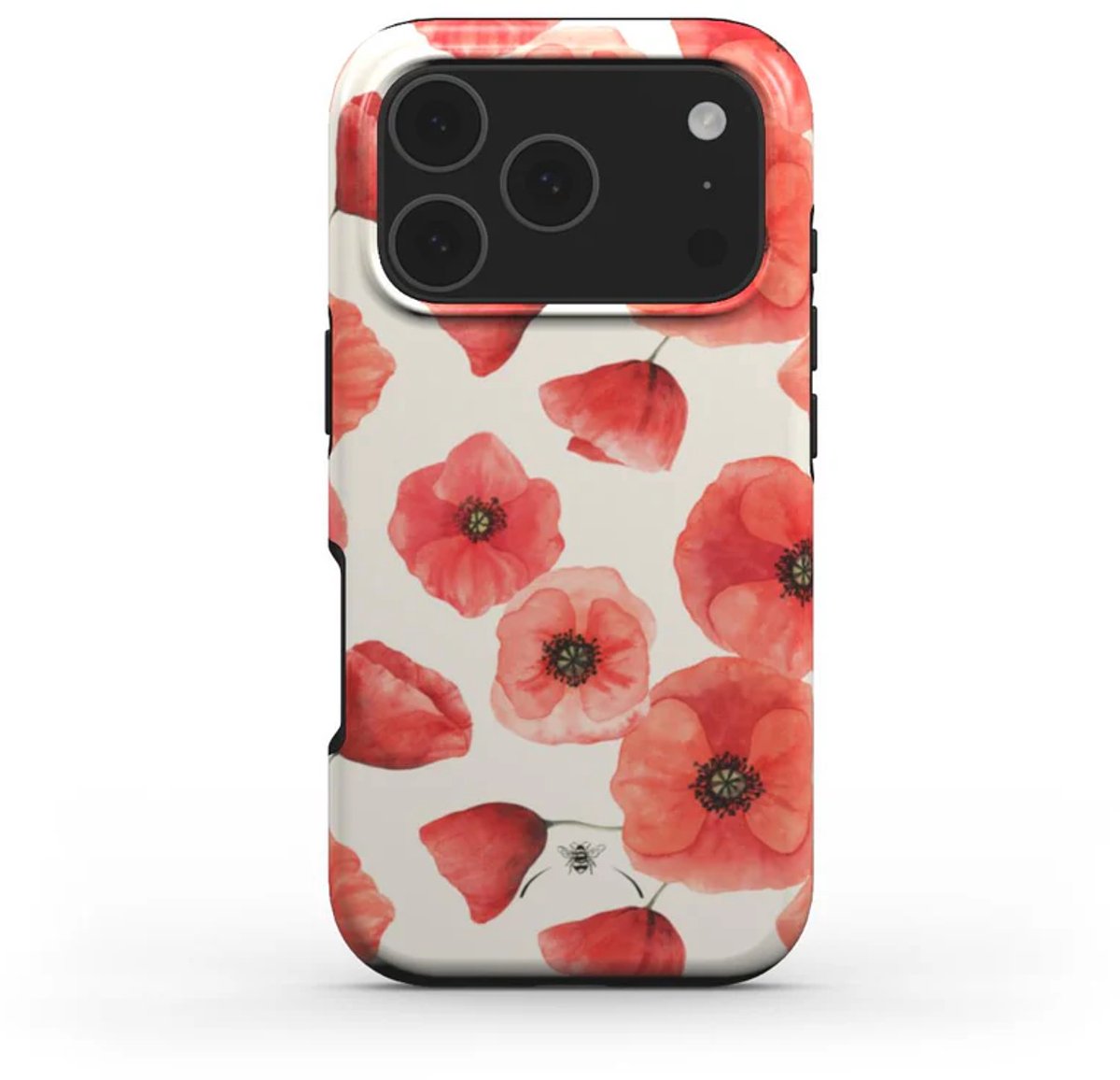Honeybee Living Telefoonhoesje - Vintage Klaproos - iPhone 17 Pro Max Premium 2‑laag - Vibrant Colors