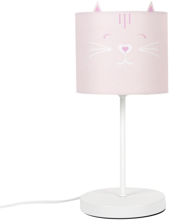 Foto: Home deco kids lamp kat poes roze kunststof aan uit schakelaar 36 cm kinderkamer