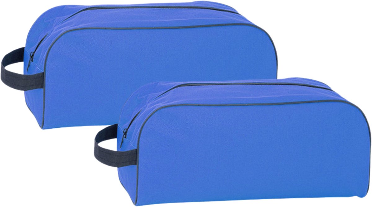 Schoenentas sport - 2x - blauw - 8L - 35 x 16 x 15 cm - sporttas - hockey/golf/voetbalschoenen opbergen