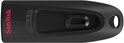 Zwarte SanDisk USB 3.0 stick met inkeping en sleutelringgat.