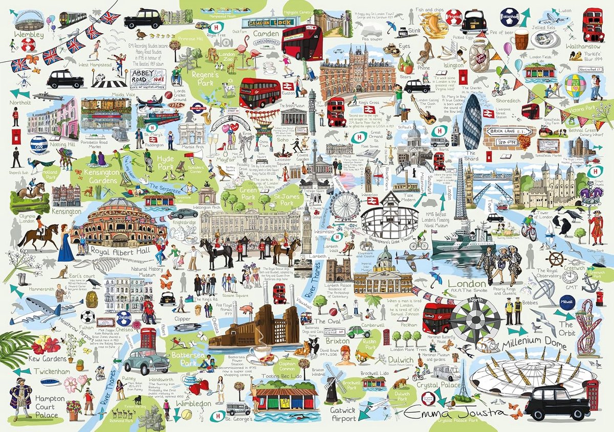 Legpuzzel 1000 Stukjes Tour of London Met Kleurrijke Illustraties