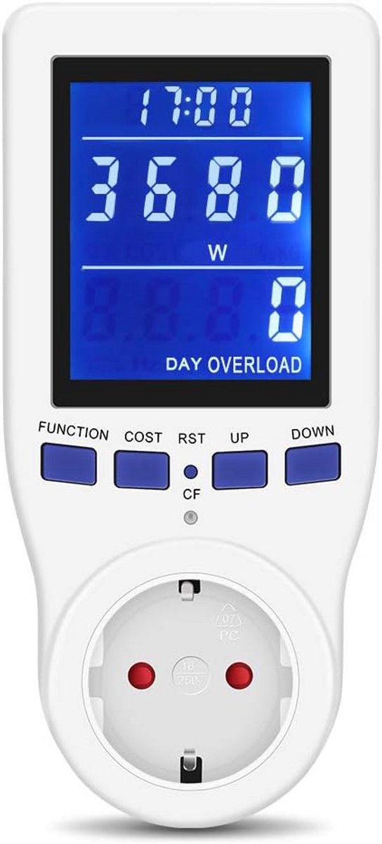 Wattmeter met LCD-Scherm voor Energieverbruik in Huis en Kantoor