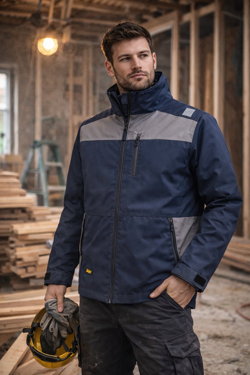 Werkjas Snickers Workwear – Winterjas met Capuchon – Blauw/Grijs – 3XL Long