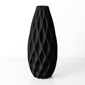 Fleuriek - Grote Vaas - Zwart - H50 cm - Vaas voor zijdebloemen - Luxe vaas gemaakt van duurzaam kunststof - Unieke decoratieve vaas met patroon
