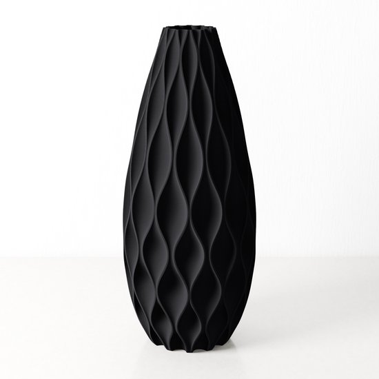 Fleuriek - Grote Vaas - Zwart - H50 cm - Vaas voor zijdebloemen - Luxe vaas gemaakt van duurzaam kunststof - Unieke decoratieve vaas met patroon