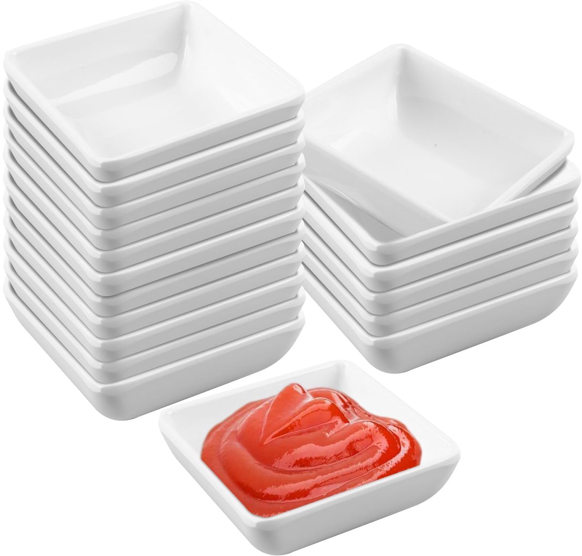 18-delige Set Kleine Vierkante Dipschaaltjes Ø 7,2 cm - Stapelbaar en Veelzijdig