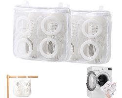 2 stuks Schoenwaskous met ringe - Sneaker waszak - Schoenbeschermer voor de wasmachine - Herbruikbaar - Waszak van mesh met ritssluiting - beschermend wasnet geschikt voor machinewassen en - drogen - 28*24.5*8cm