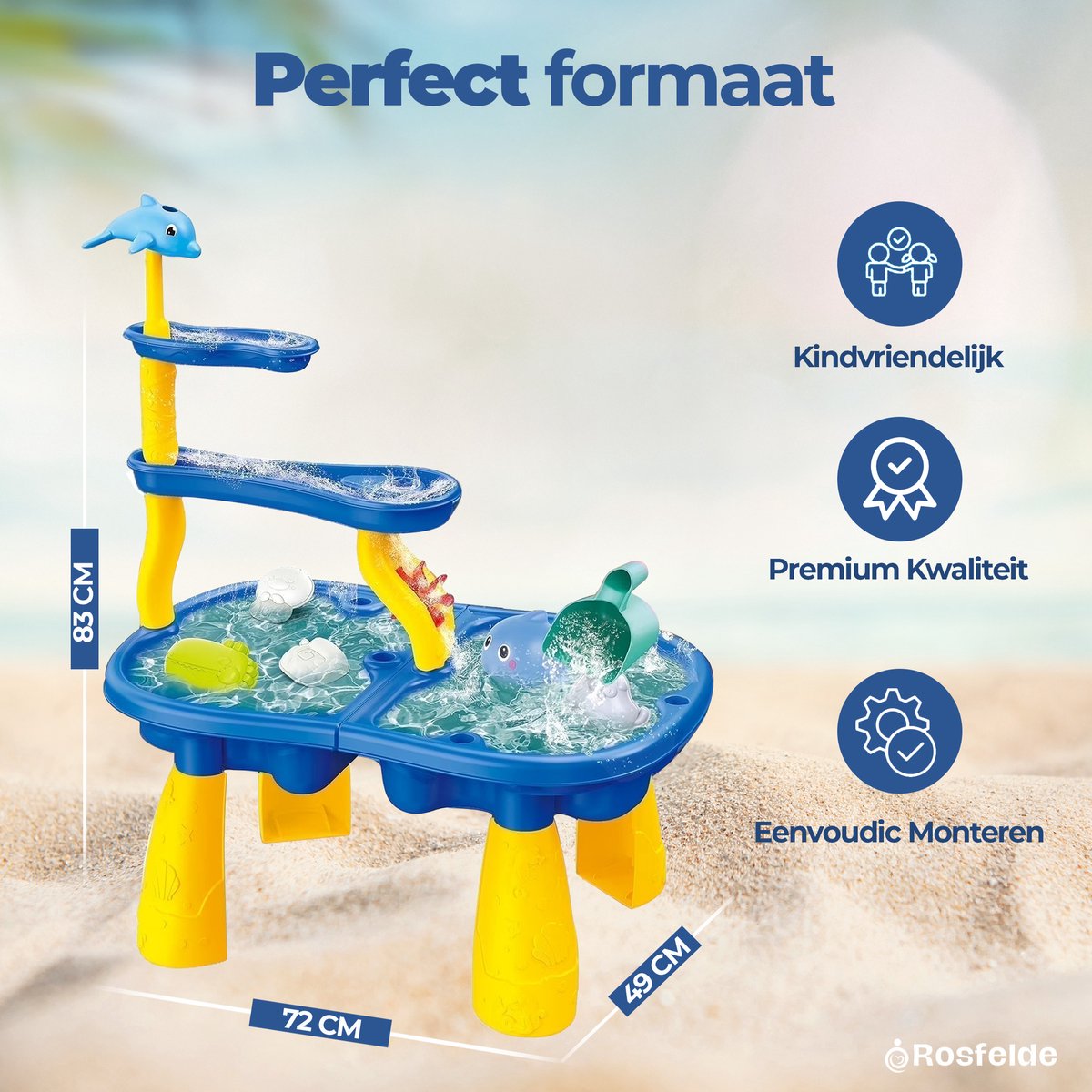 Rosfelde Watertafel Speelgoed - Zandtafel - Watertafel Buiten - Goed Formaat - Blauw/Geel — afbeelding 4