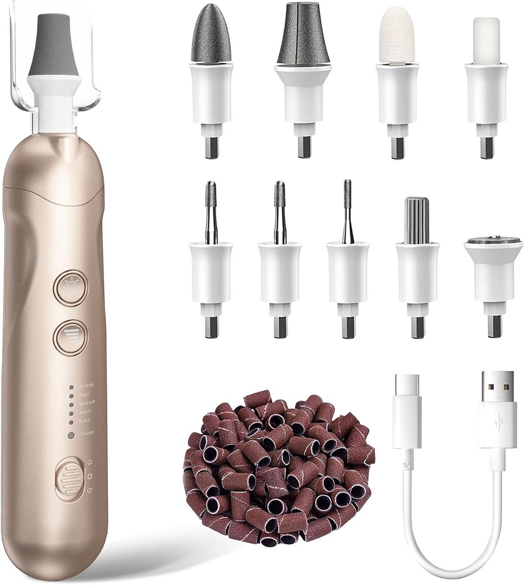 Elektrische Nagelfrees Manicure en Pedicure Set met 9 Opzetstukken en 5 Snelheden