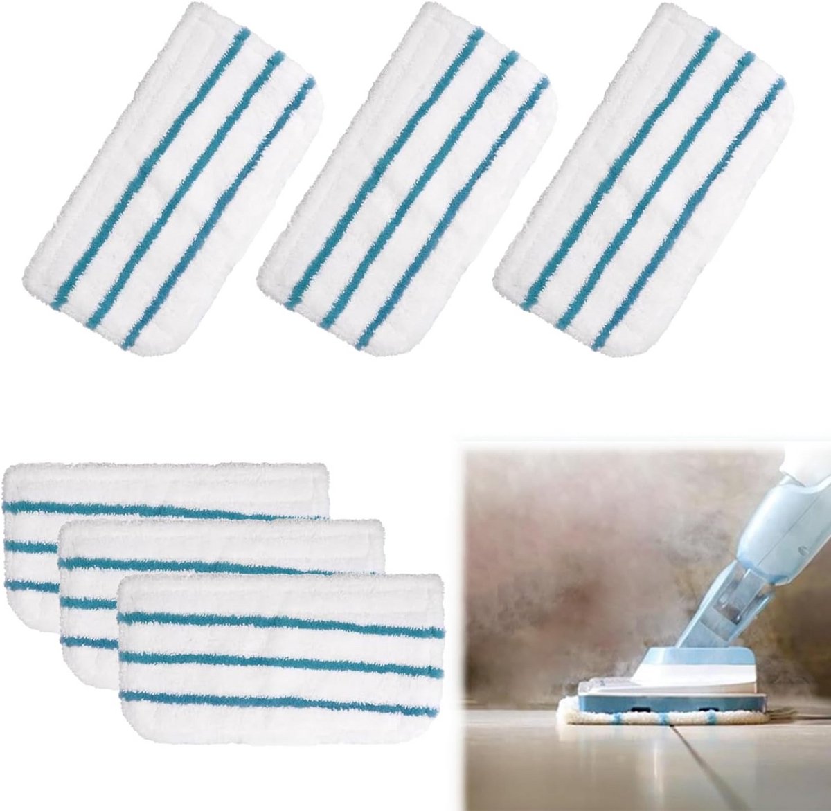 6 Stuks Wasbare Microvezel Dweilpads voor Stoomreiniger