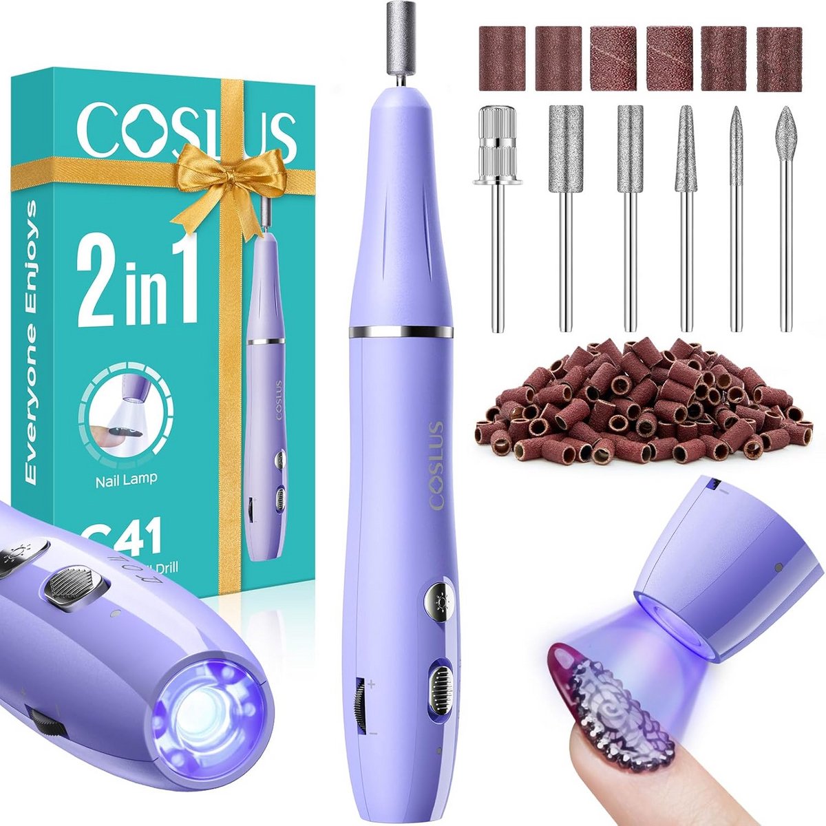 Draadloze Nagelfrees Set met Ingebouwde Lamp - Draagbaar en Compact