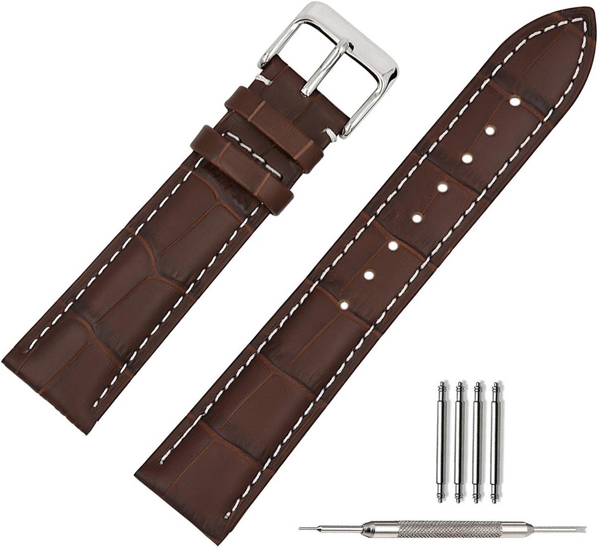 Leren Horlogeband 20mm voor Heren met RVS Gesp - Universele Vervangende Band