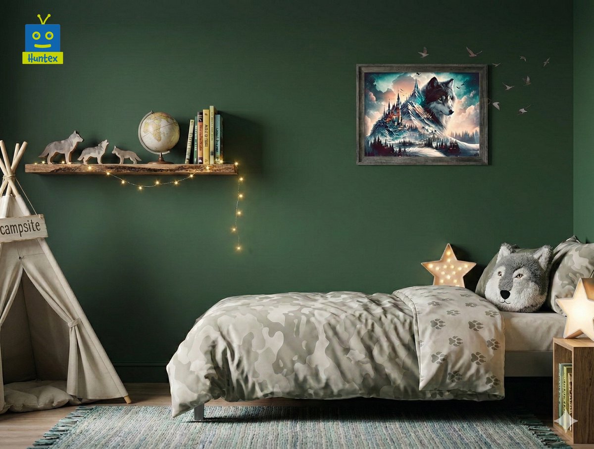 Huntex Diamond Painting Volwassenen - Diamond Painting Kinderen - Diamond Painting Pakket Volledig - Wolf Berg Kasteel - 30x40 cm — afbeelding 2