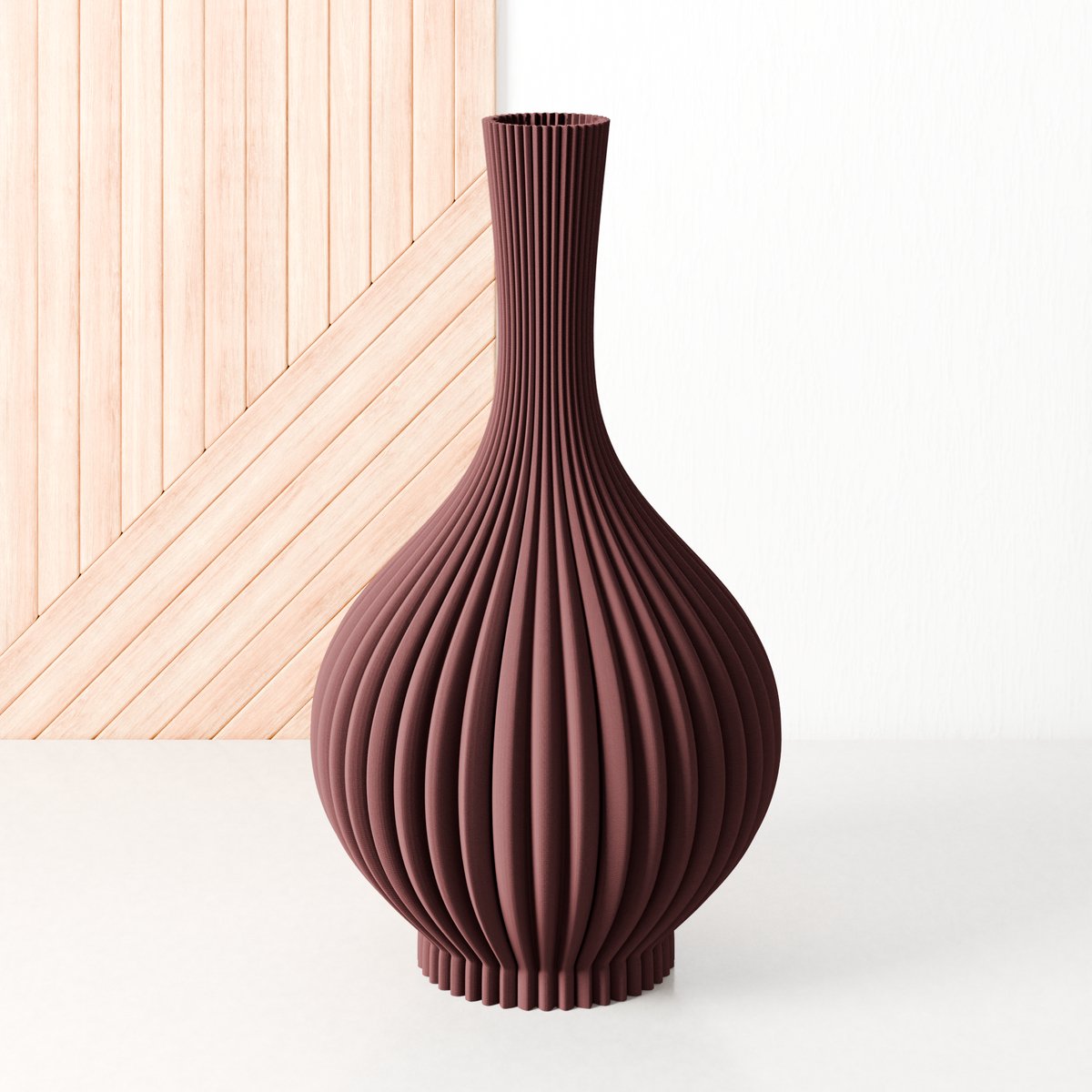 Fleuriek Vaas - Rood - H40 cm - Vaas voor zijden bloemen of kunstbloemen - Woonaccessoires voor droogbloemen - 3D geprinte vaas van gerecycled kunststof