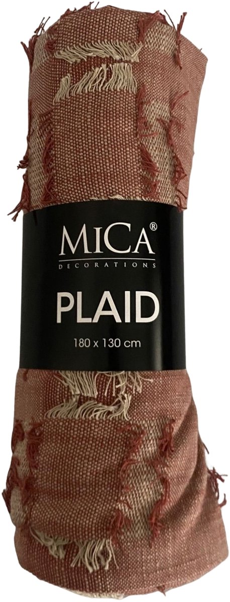 Mica Plaid Rood 180x130 cm – Geweven Woondeken – Zachte Deken voor Bank en Bed