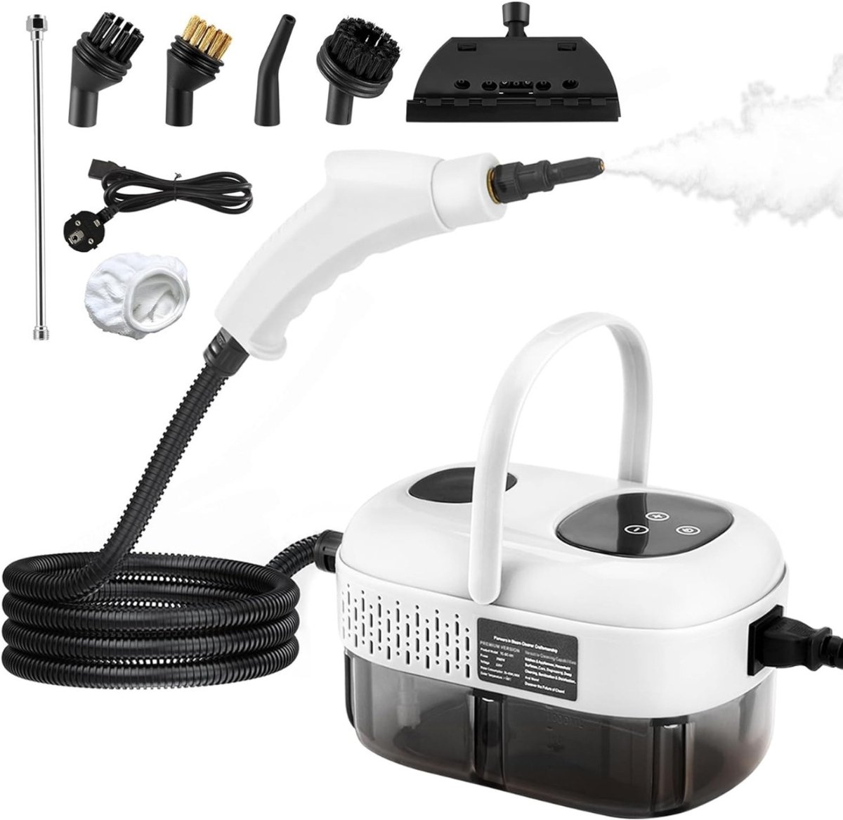 Draagbare Stoomreiniger - tapijtreiniger - 2500 W - 1100 ml - hogedruk stoomreiniger met 3 borstelkoppen - multifunctionele handstoomreiniger voor keukenmeubels, badkamer, auto