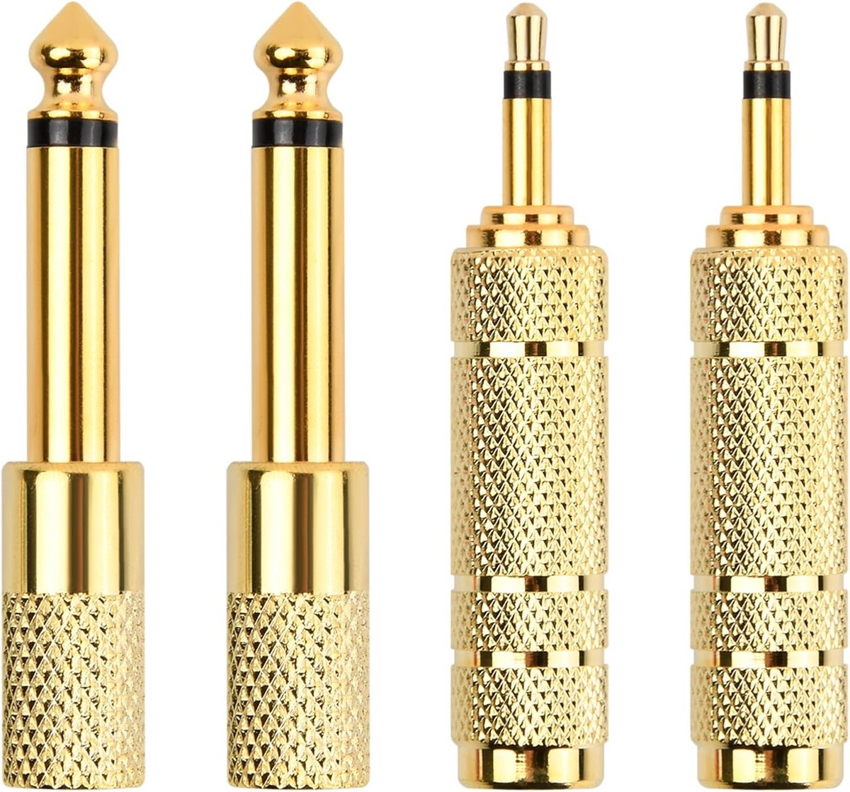 4x Jack Adapter 3,5 mm naar 6,35 mm Stereo Audio Converter Verguld