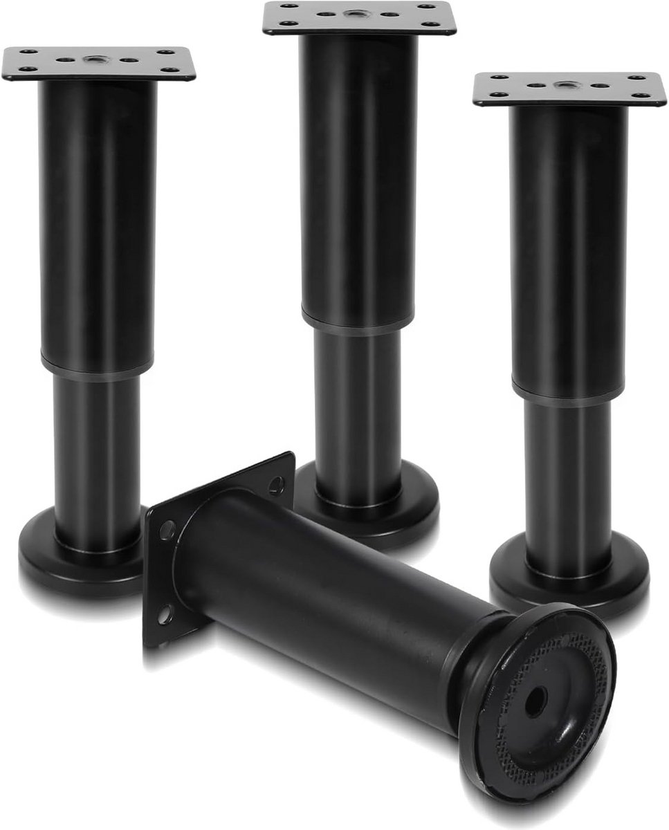 Set van 4 In Hoogte Verstelbare Meubelpoten RVS Wit 12-18 cm