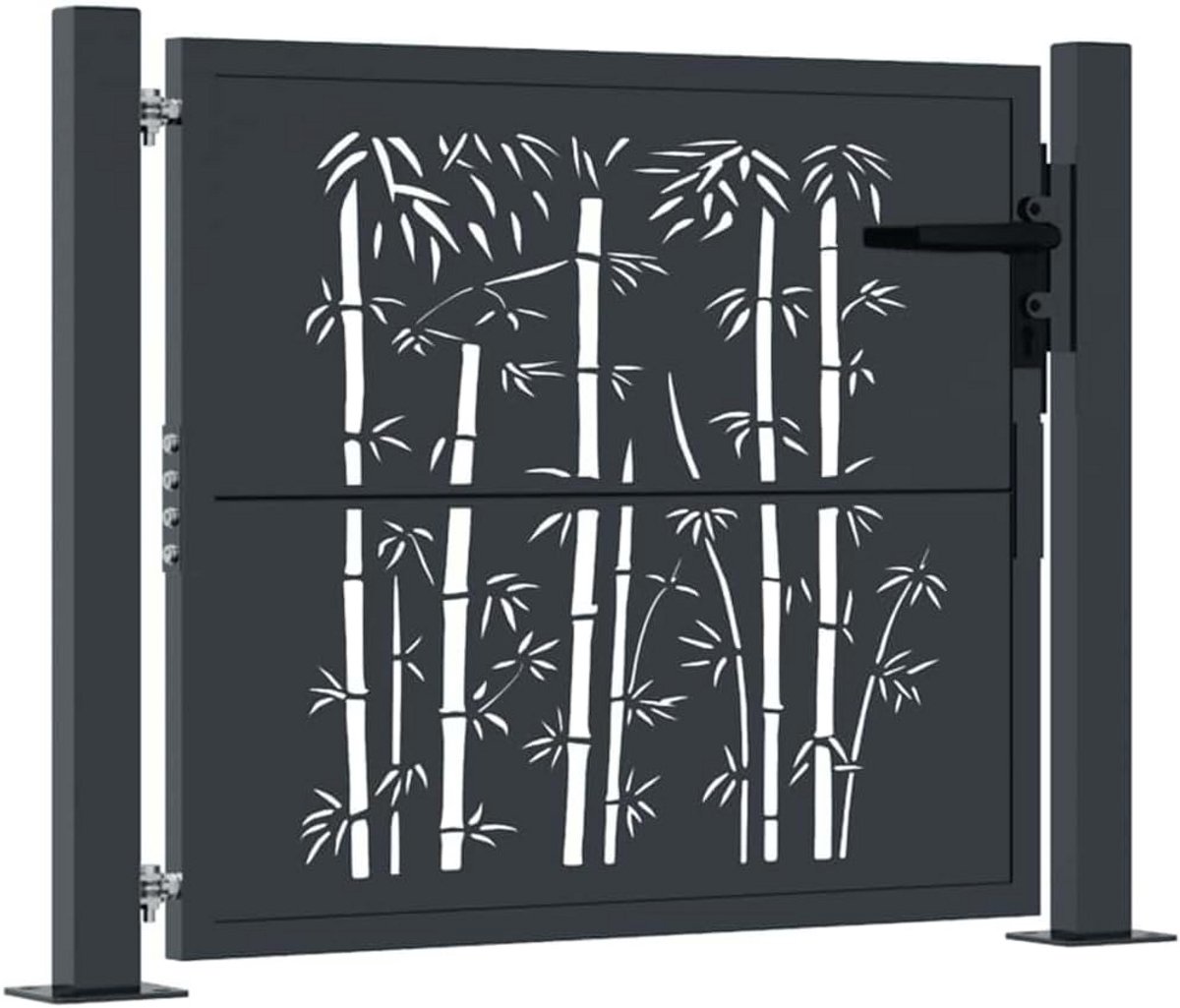 Tuinpoort met Bamboe-uitstraling 100x100 cm Antraciet Staal