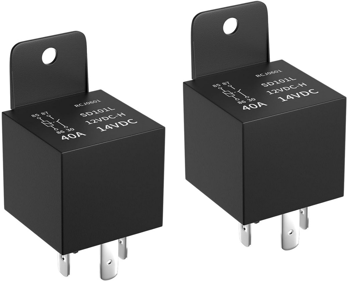 Set van 2 Universele 12V 40A 4-pins Auto Relais (Normaal Open)