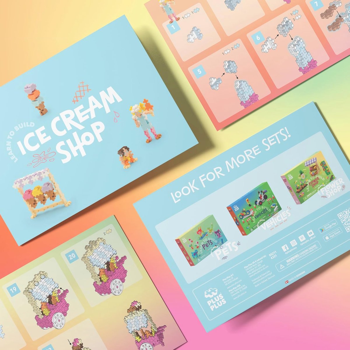 Plus-Plus Learn to Build Ice Cream Shop ijssalon - 285 delige bouwset – 4351 – Bouwspeelgoed – Constructiespeelgoed – Set met bouwstenen – Vanaf 5 jaar — afbeelding 8