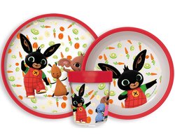 Bing Serviesset - Gobelet 260 ml - Bol profond - Assiette à dîner - 3 pièces - Happy Carrots - Ensemble de repas antidérapant - Pour les anniversaires et les fêtes - Pour les enfants