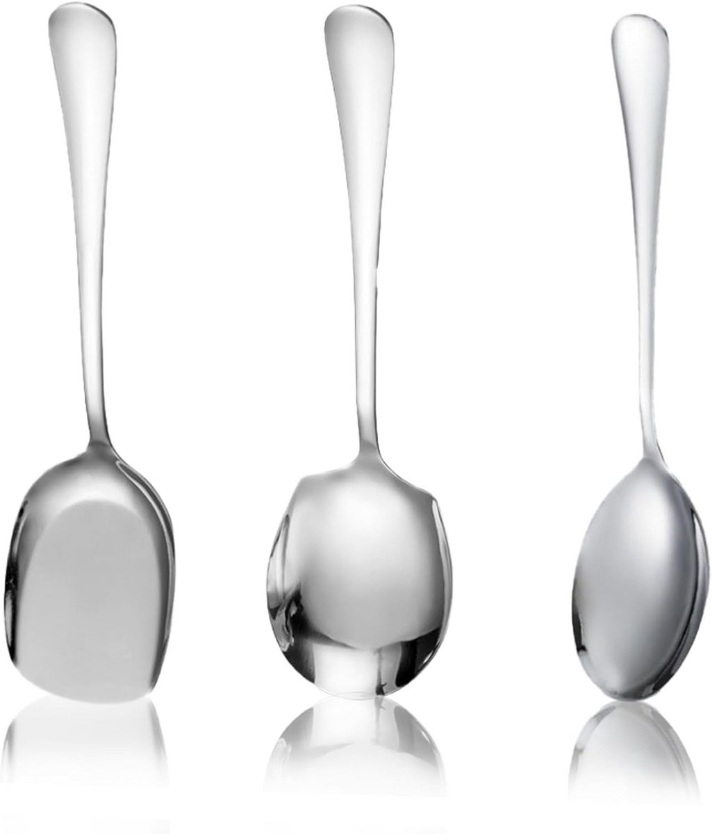 Set van 3 Grote Serveerlepels van Roestvrij Staal voor Buffet en Salade