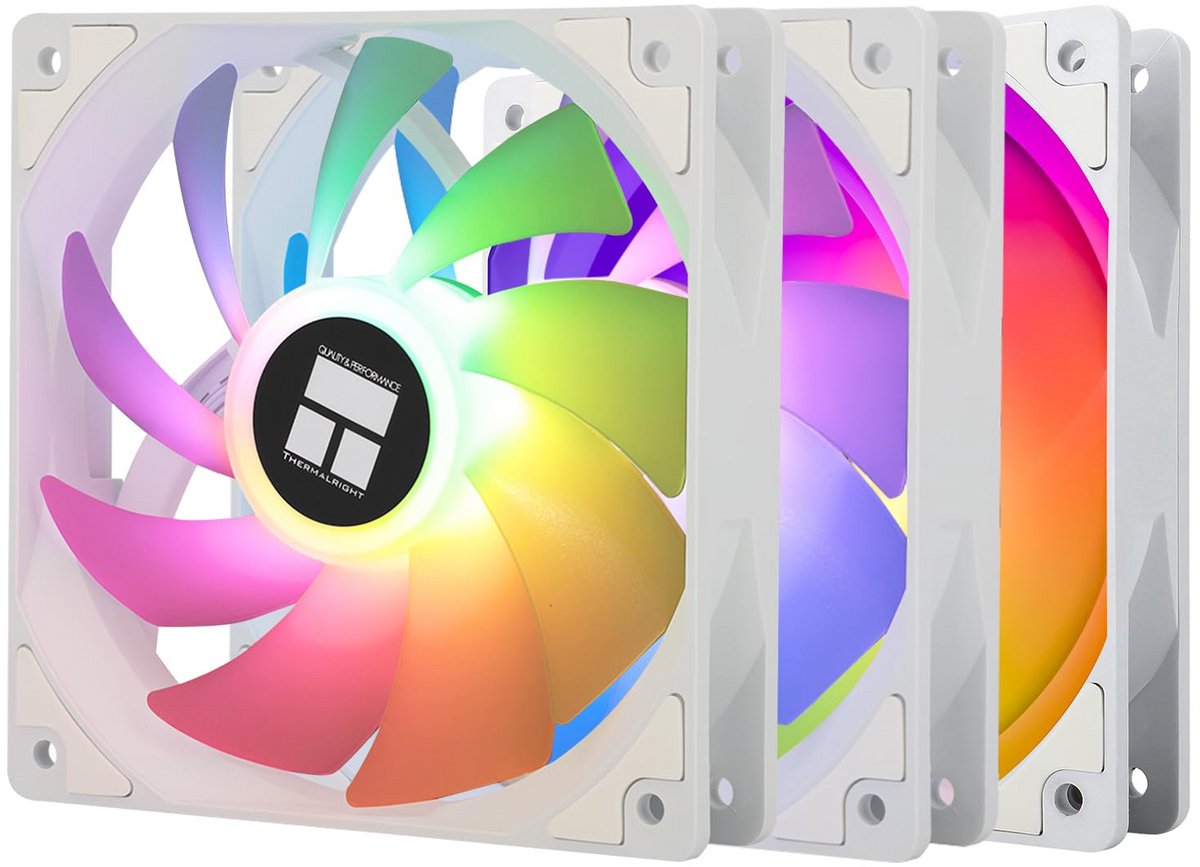 Set van 3 Stille 120mm PWM ARGB PC Ventilatoren voor CPU en Behuizing - Wit