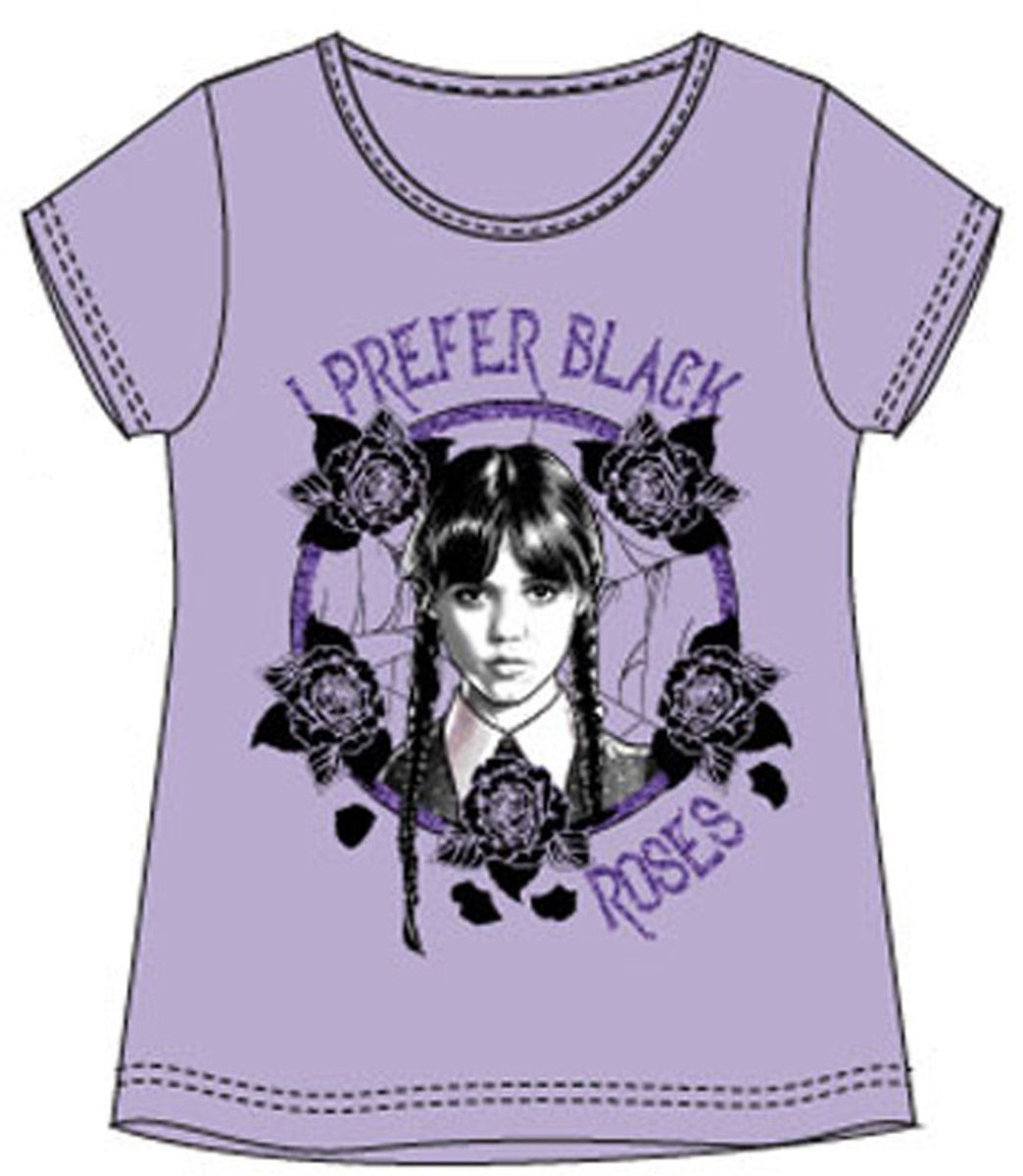 Wednesday Black Roses kort kinder-t-shirt, top 8 jaar