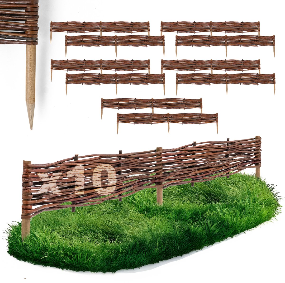 BOGATECO Schutting, hazelnoothout, houten omheining, 100 cm hoog en 500 cm lang, latafstand 4-5 cm, perfect als tuinomheining, tuinhek, duurzaam