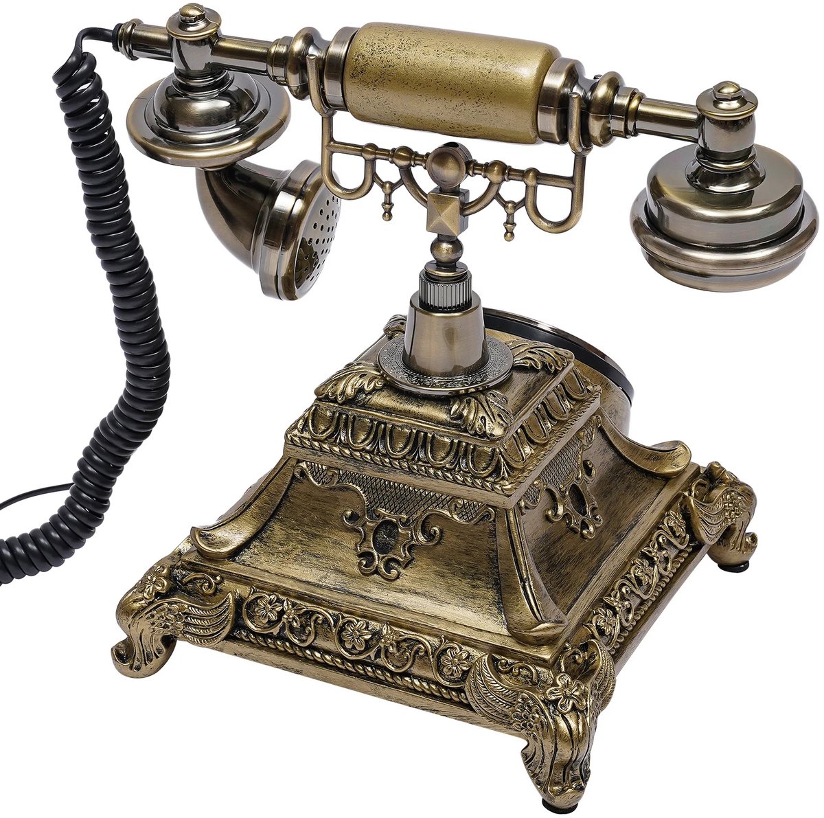 Allero Retro Telefoon - Antieke telefoon - Vintage - Rotary - Decoratie - Draaiknop - Bureautelefoon - Ouderwets - Bedraad - Goud