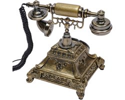 Allero Retro Telefoon - Antieke telefoon - Vintage - Rotary - Decoratie - Draaiknop - Bureautelefoon - Ouderwets - Bedraad - Goud
