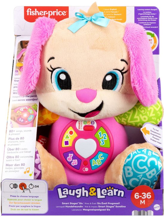 Fisher-Price Leerplezier Meegroeispeelgoed Zusje - Roze Muzikale Knuffel