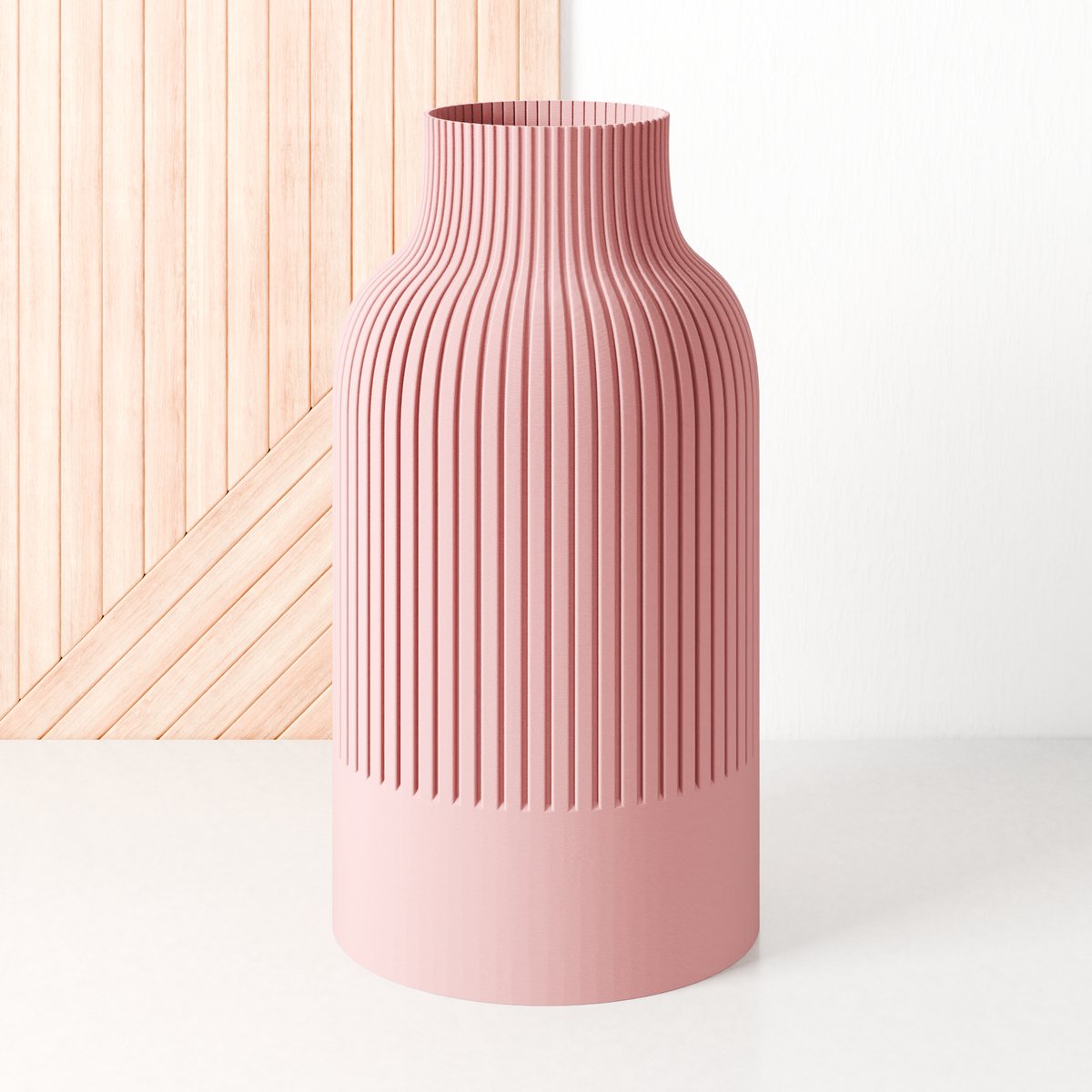 Fleuriek Grote Vaas - Roze - H50 cm - Japandi Vaas - Minimalistisch design - Bloemenvaas van bio kunststof - Japandi living decoratieve vaas