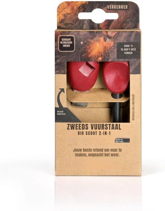 Florixa® Brandblusset - Firesteel - Vuurmaker - Rood - 24cm x 9cm x 3cm van Merkloos — afbeelding 5