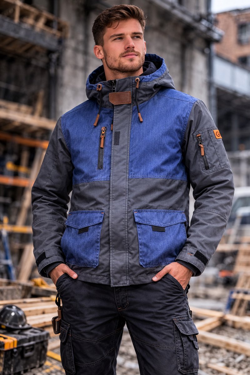 Winterjas Helly Hansen Mjølnir 76269 – Donkergrijs Deep Steel – – Gevoerd – Werkjas met Capuchon Blauw