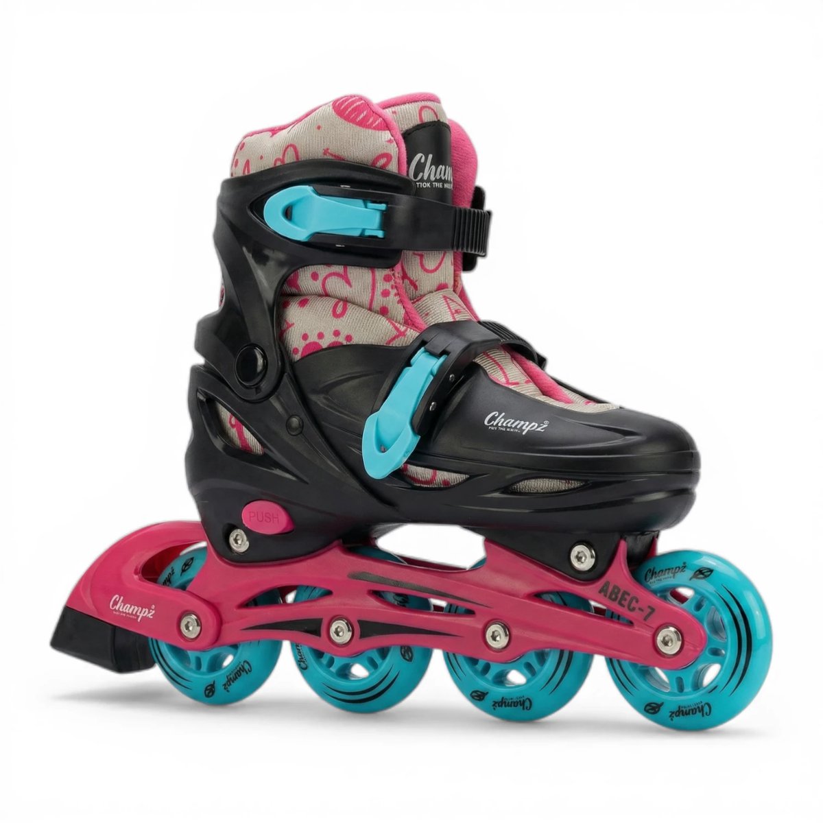 Champz Hardboot Inline Skates | Zwart/Roze | Maat 34-37 | ABEC7 | Duurzaam en Stijlvol
