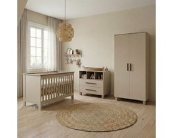Born Lucky Geneve Babykamer 3 Delig Compleet – Baby bed 60x120 cm – Commode – Kast – Clay